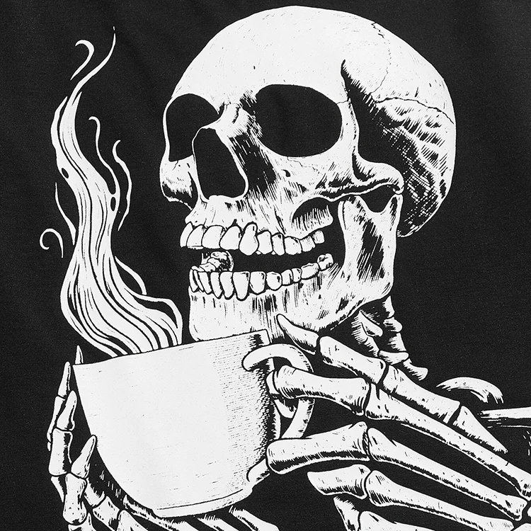 Decheng Oem Kaos New Design Tshirts Hip-hop Ecofriendly 250gsm Skeleton Screen Print Custom Oversized Tshirt 100% Cotton