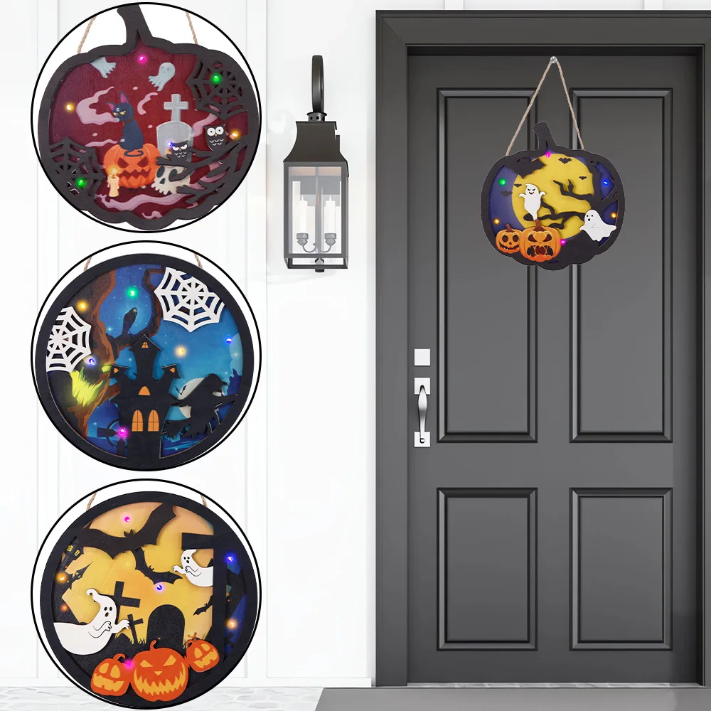 2024 Halloween Party Decoration Pumpkin Pumpkin Tombstone Spider Web Cat Castle Door Hanging Ghost Festival Decor Pendant