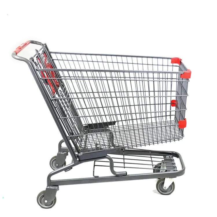 MOQ 100 PCS 198L basket shopping carts trolleys With Advertising Sign Holder, 198L Supermarket Advertising Cart