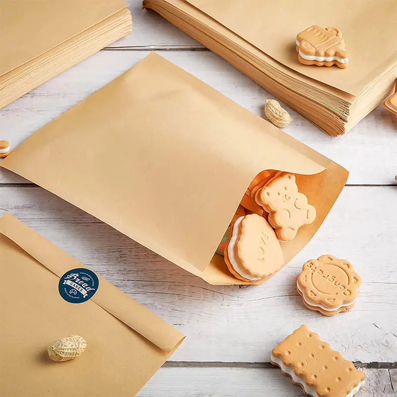 Biodegradable white greaseproof wax material croissant donut toast baguette burger kraft news paper bread packaging bag for food