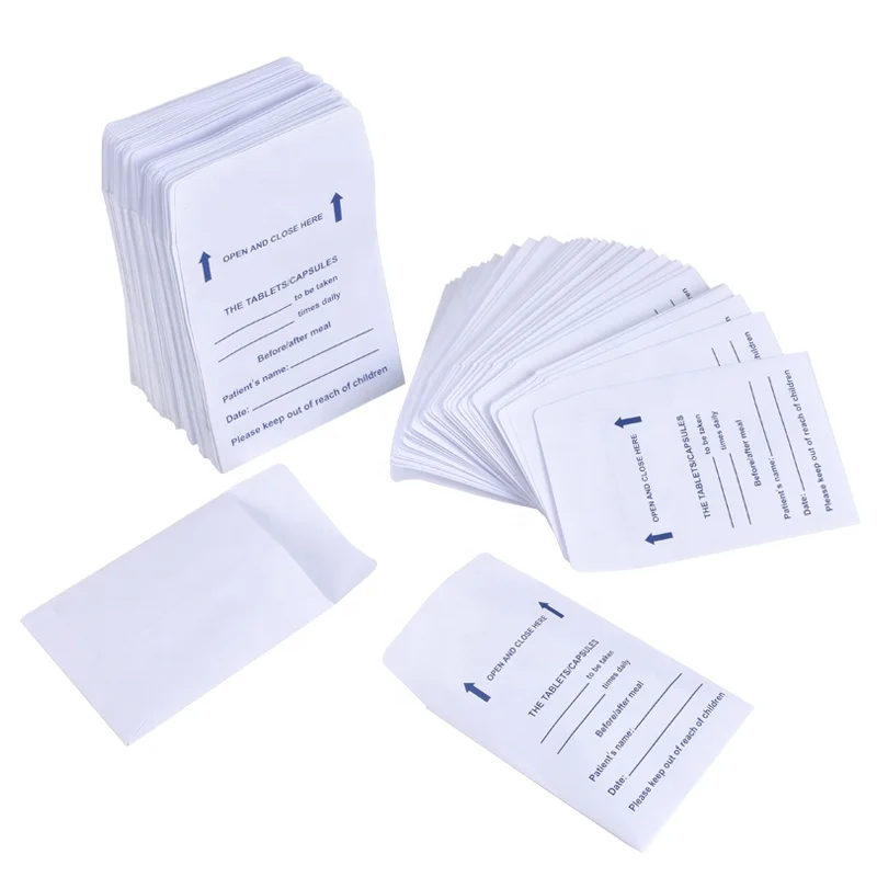 OEM medicine tablets capsules packaging paper envelopes with medicine statement printing