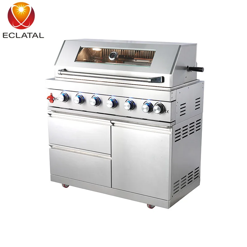 Modern Camping Trolley Stainless Steel Barbecue Grill Outdoor Portable BBQ Gas Grill