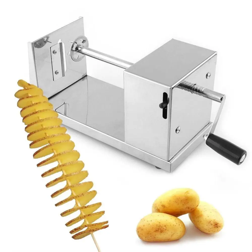 Manual Twist Potatoes Tower Slicer Chips Machine Spiral Spring Potato Twister Tornado Cutter Machine
