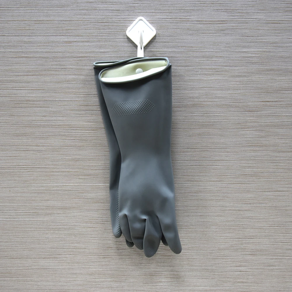 33 cm Household duties housework chores brown grey dark green rubber latex long hanging gloves with hanging ring suspension loop