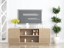 ТВ-тумба MRS Wood с современным дизайном, длинный золотистый ротанговый шкаф из массива дерева для гостиной