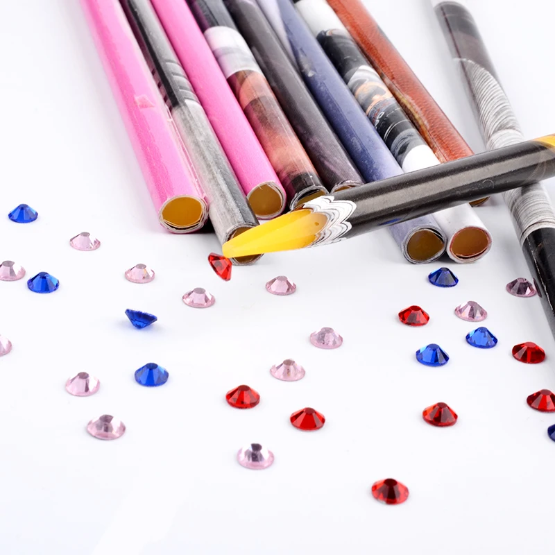 1Pcs Rhinestone Picker Dotting Wax Pen Nail Polish Painted Dotting Pen Manicure Wax Point Drill Head DIY Crayon Pen