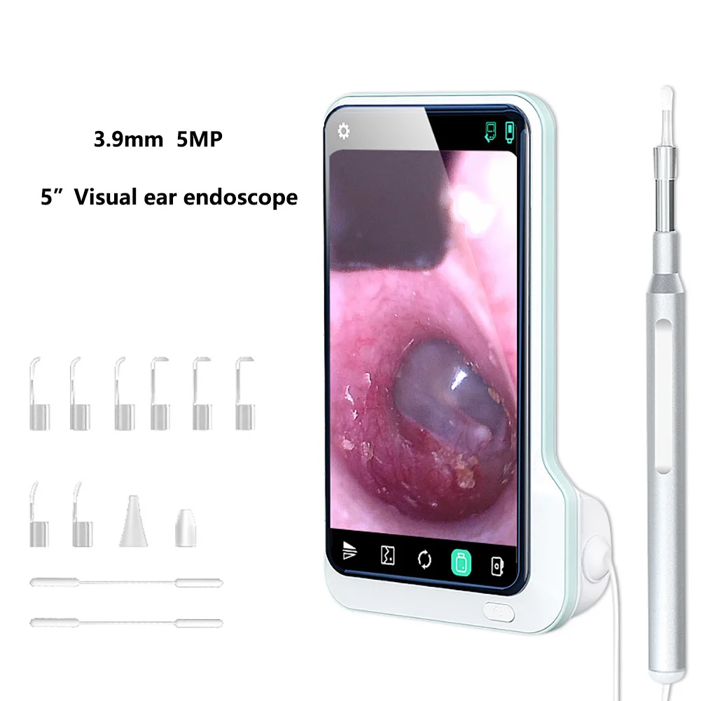 Новейший цифровой отоскоп 3,9 мм объектив уши Инспекционная камера 5 дюймов IPS цветной экран с IP67 1080P HD CMOS зеленого цвета на пуговицах