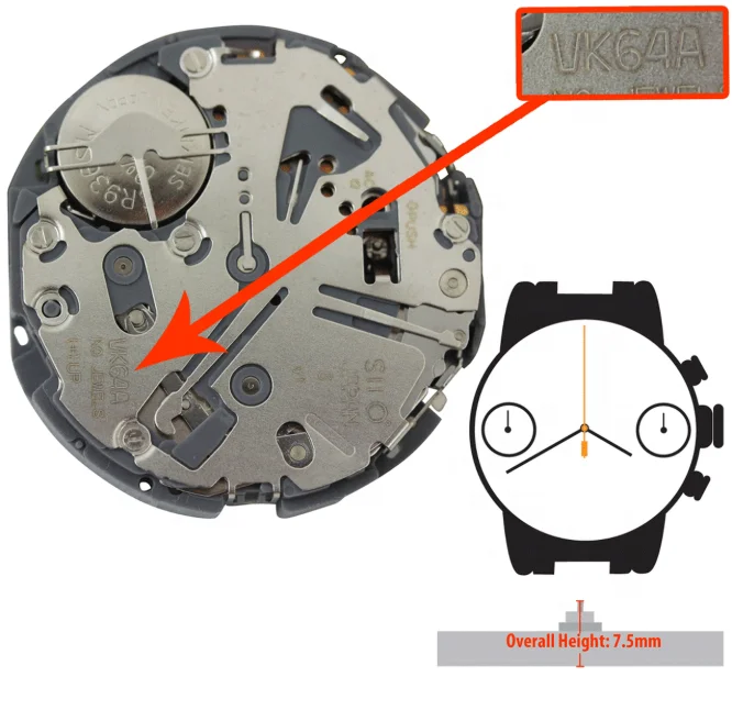 Japan Original Quartz Chronograph Watch Movement VK64 with 24Hour Date