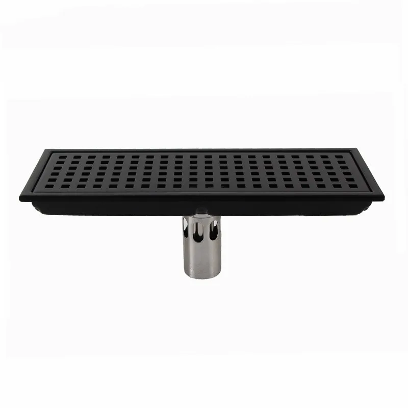 SUS 304 Stainless Steel Black 300 MM Floor Waste Grate Drains Tile Insert  Shower Drain Bathroom Floor Drain