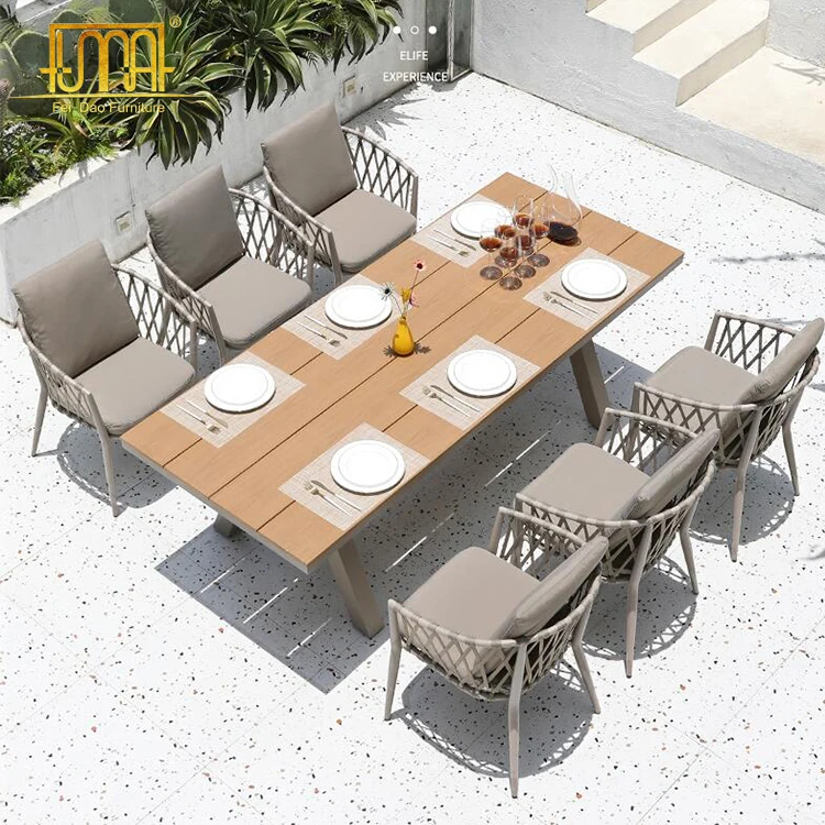 Restaurant used outdoor rope furniture garden dinning table and chair set