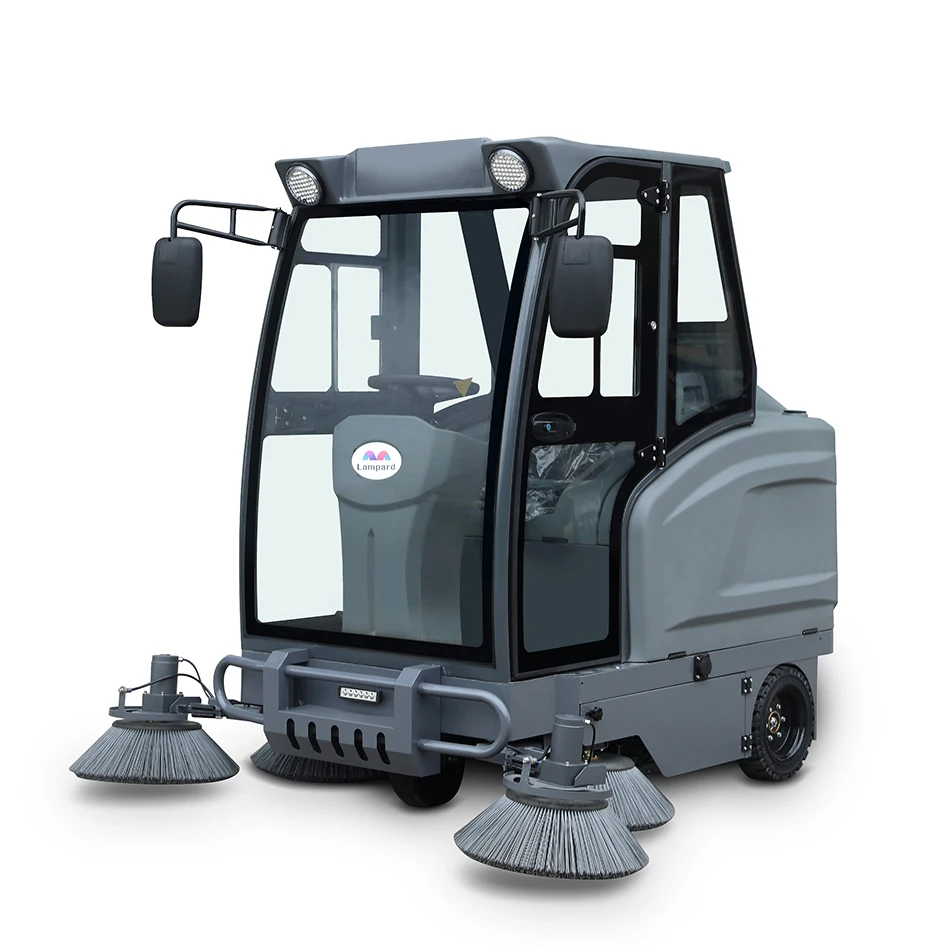Battery Powered Automatic Concrete Street Cleaning Ride On Road Floor Sweeper Machine