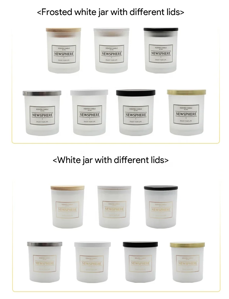 12oz Bolk Custom Morden Frosted White Red New Design Black Glass Wooden Jar Candle Luxury Metal Lids