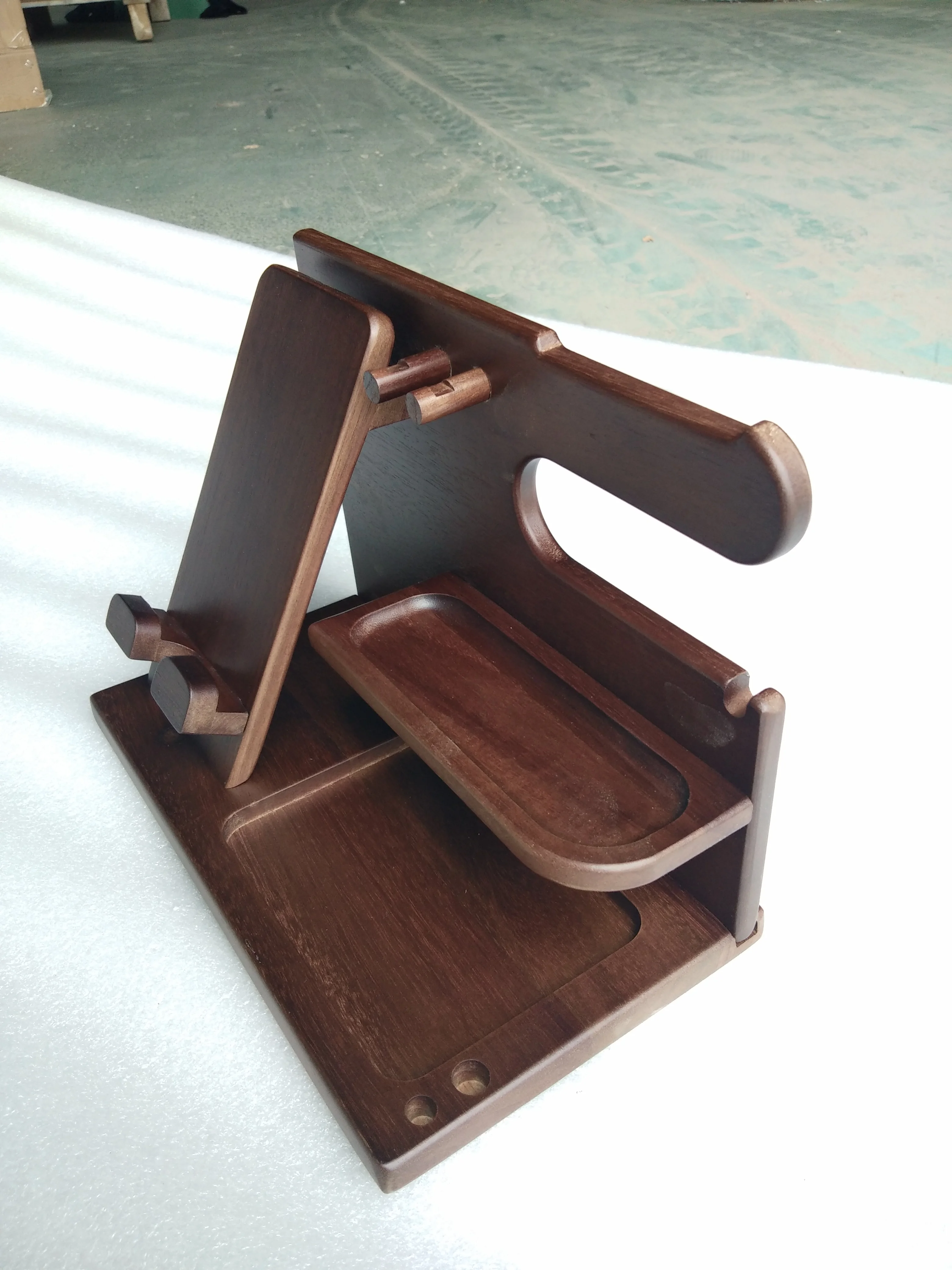 custom Wood Phone Docking Station Ash Key Holder Wallet Stand Watch Organizer Nightstand organizer