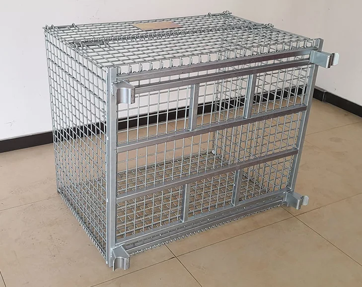 High storage capacity Metal Storage Cage Rolling Wire Mesh Pallet Containers steel storage cage