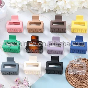 Wholesale Plastic Square Hair Clip Matte Candy Color Strong Hold Hair Claw Clip For Women