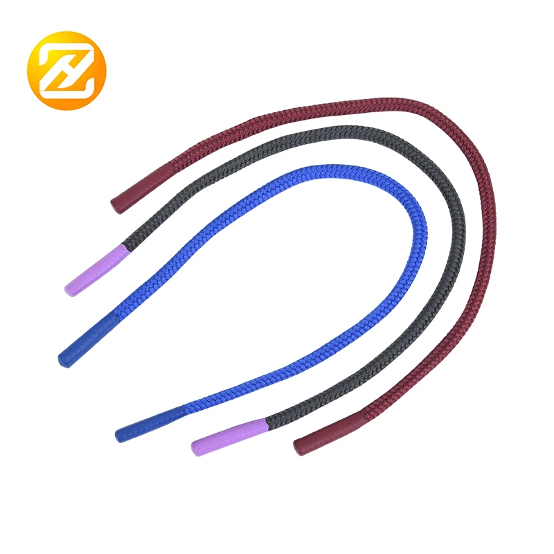 Round cotton shoelaces with plastic aglets ends shoelace