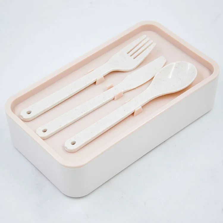 2 Compartment Eco Friendly Double Layer Plastic Bread Lunch Bento Box 1200Ml