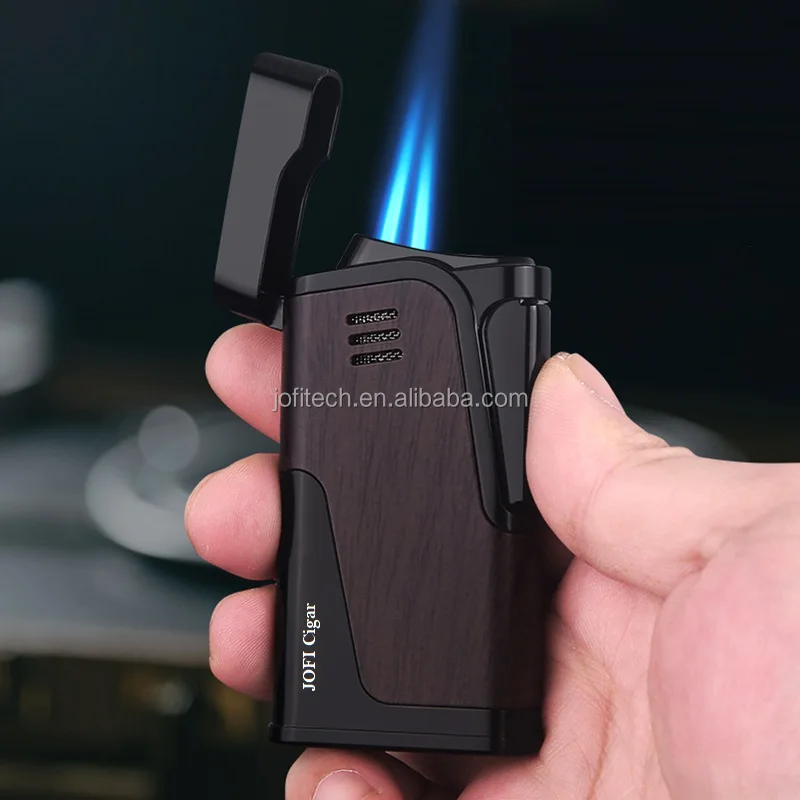 HOT sell Cigar Cigarette lighter Strong windproof Two fires torch lighter with cigar Punch