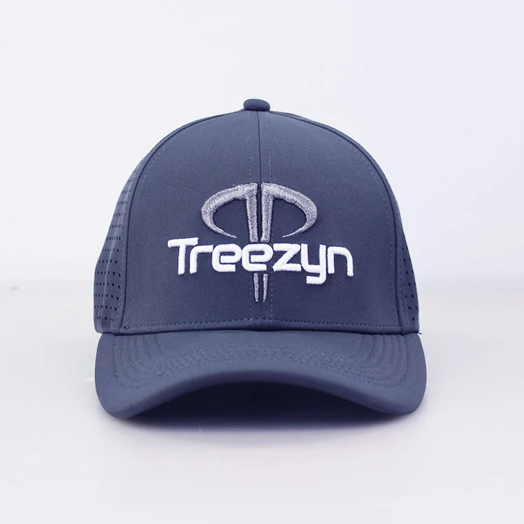 OEM 6 panel laser cut hole flex fit hat with custom logo, quick drying baseball cap