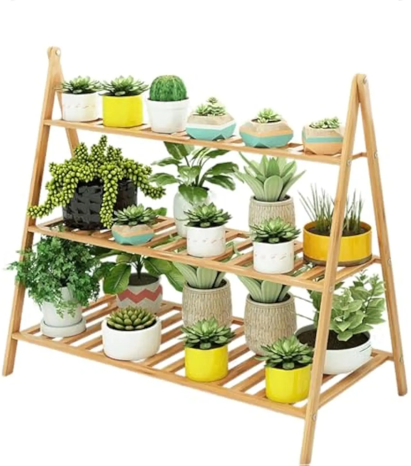 3 Tier Natural Style Multifunctional Flower Stand Indoor Decorative Use Flower Room Garden