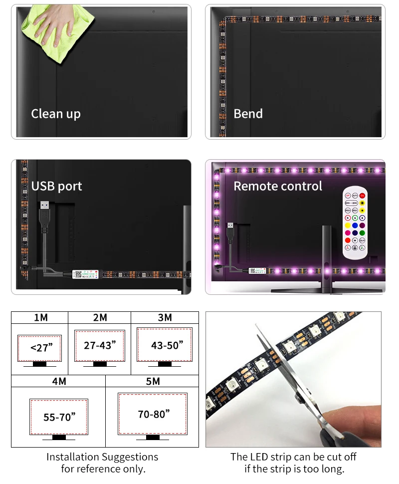 Умная Светодиодная лента 5 м RGB Ip65 водонепроницаемая управление через приложение музыка синхронизация ТВ светодиодная подсветка домашняя декоративная лампа для
