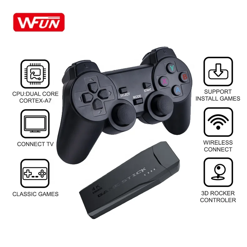 WFUN ультра игровая консоль с двумя геймпадами для PS1/SNES Ретро HD ТВ 64 ГБ 10000 игр видео 4K