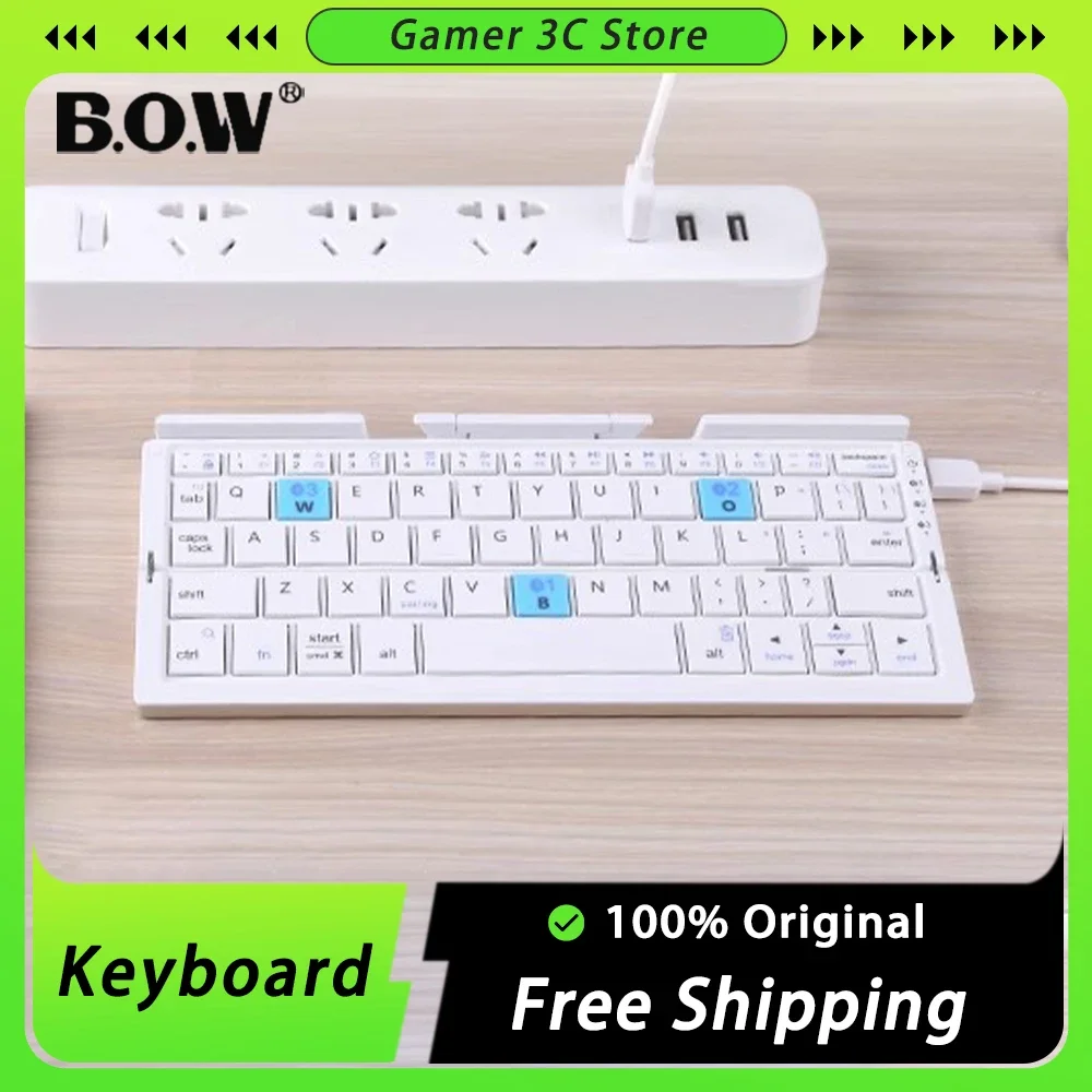 BOW Folding Keyboard Bluetooth Wireless Mini Foldable Keyboard Set