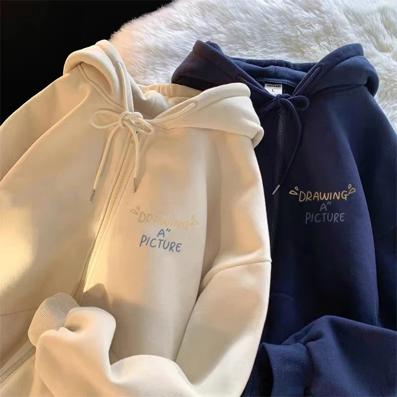 2023 Zipper Thick Blank Long Sleeve Sport Wear Heavyweight Knit Plain Fleece Hoodies For Women