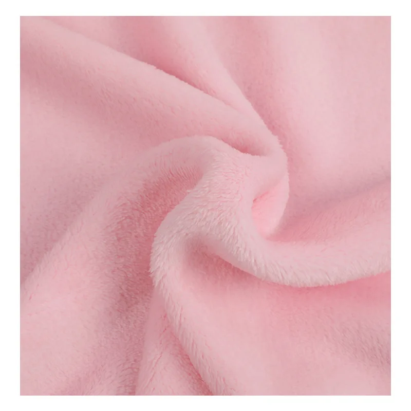 Hot sale 100% polyester plain dyed solid warm white flannel Coral fleece fabric for women coat garment