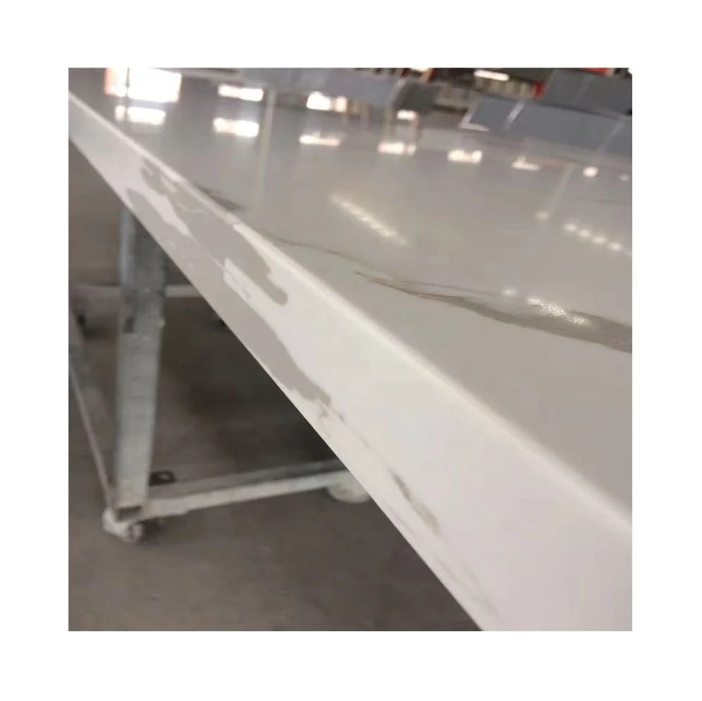 Fish white quartz stone big slabs for cut to size tiles