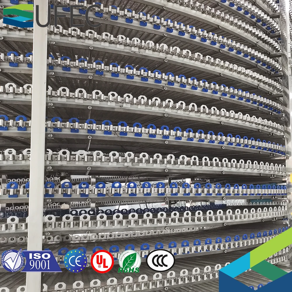 1500kg/h iqf spiral freezer fast freezing  stainless steel belt tunnel freezer equipment for seafood freezing