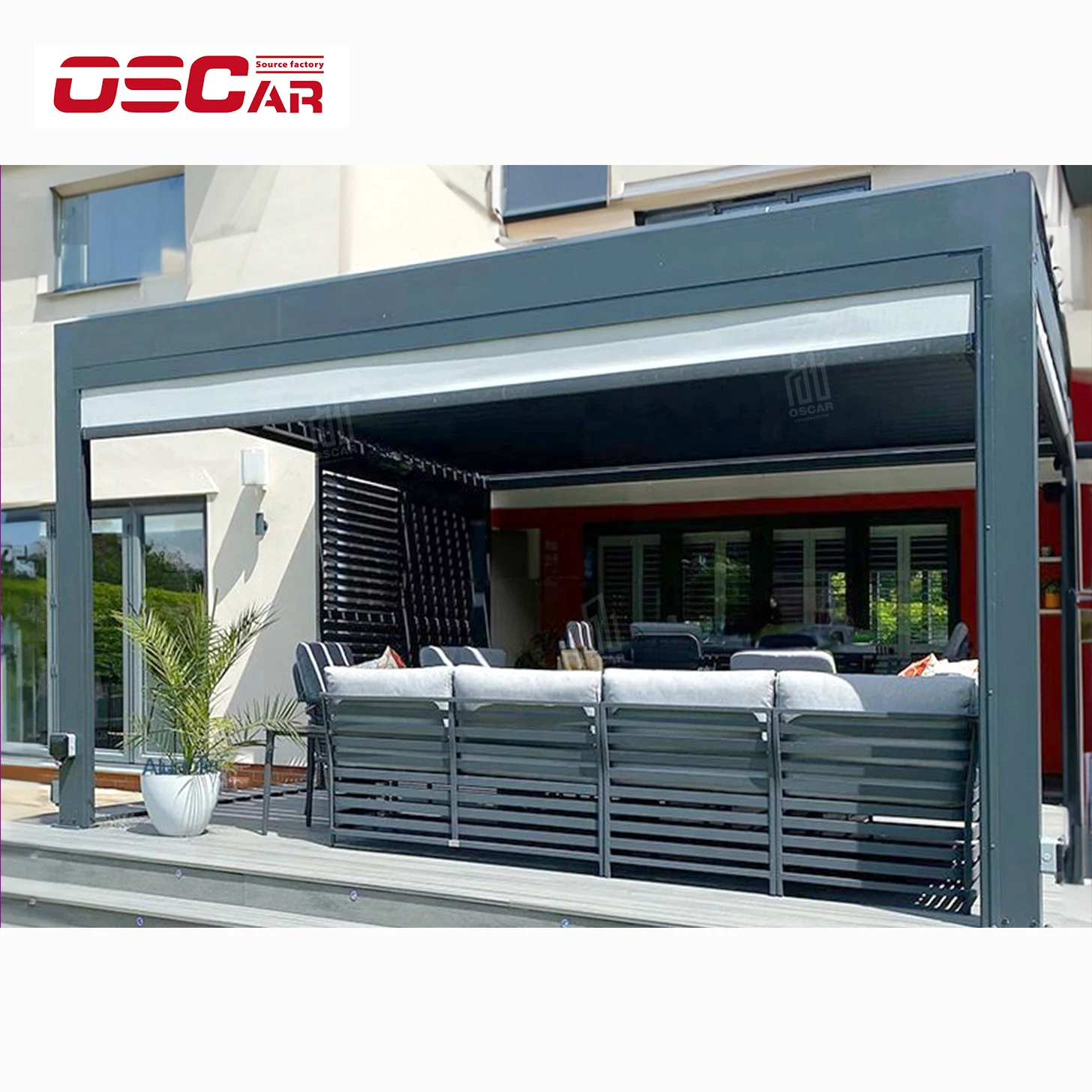 Sun shade Outdoor Patio cover roof Ideas Electric motorized Waterproof Aluminium Pergola Garden