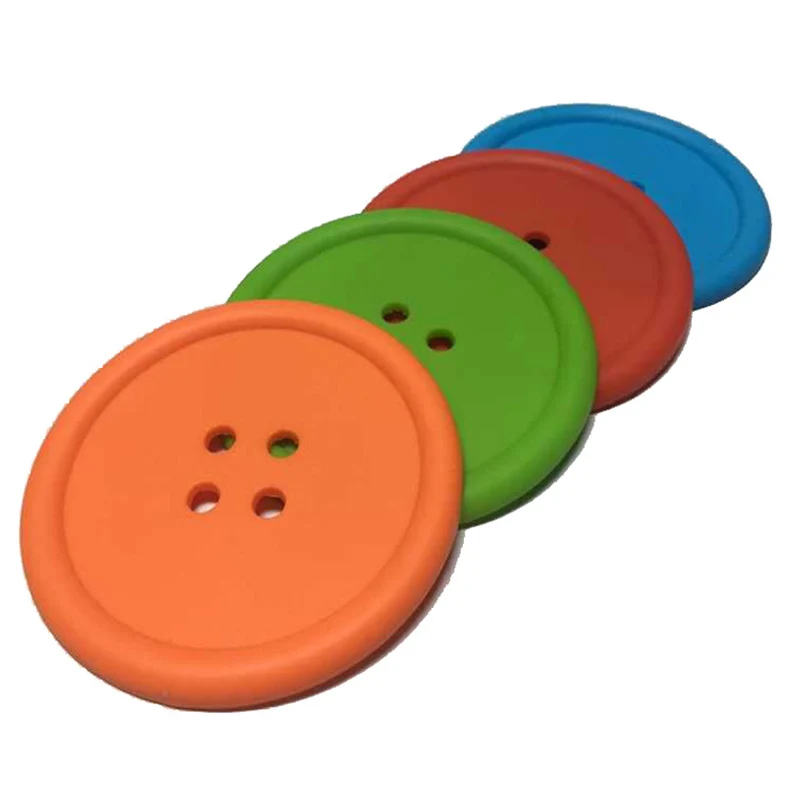 Custom Mini Button Shape Drinking Cup Pad Wholesale Coffee Dish Mat Tray Round Trivet Silicone Coasters