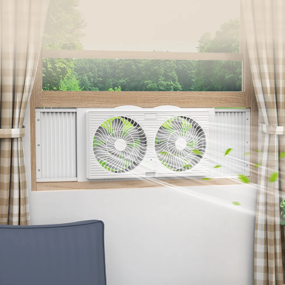 Remote Control House Modern High Quality Quiet Ventilation Rechargeable 9 Inch Twin Wall Window Air Exhaust Electric Fan