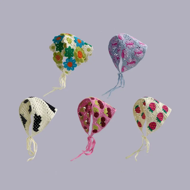 Ins fashion girls crochet headbands knitted hair accessories triangle head scarf