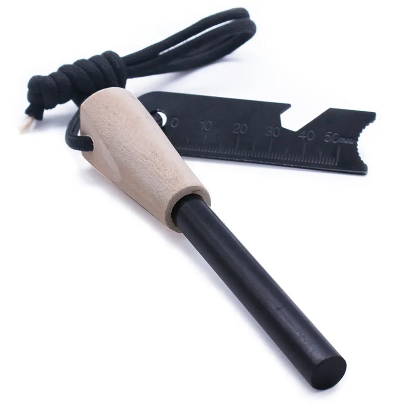 3/8 дюймовый стержень из ферроцерия Tinder с деревянной ручкой для кемпинга и выживания