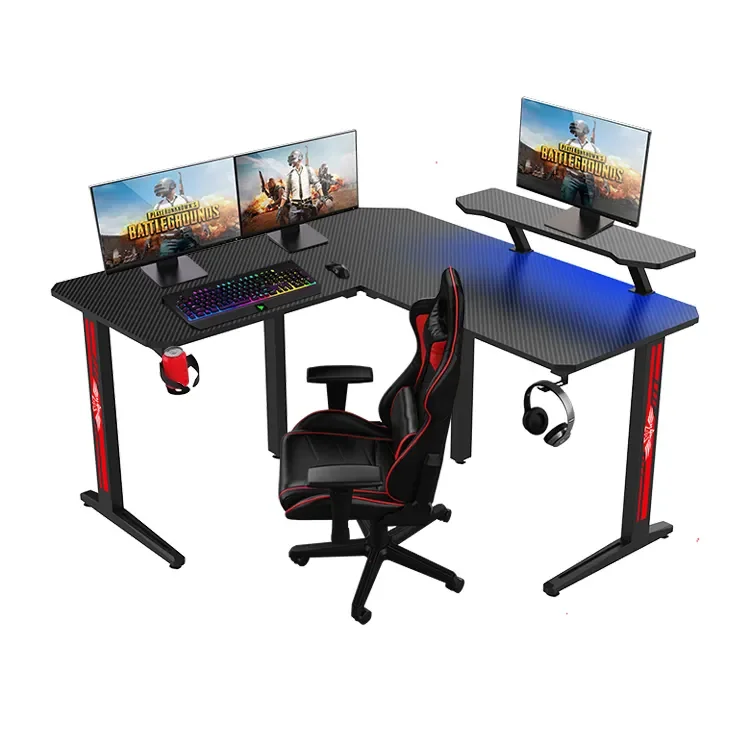 New Design Computer Desk Large Desktop L - shaped Black Pc Gamer Desk With Stand E-sports Gaming Desk