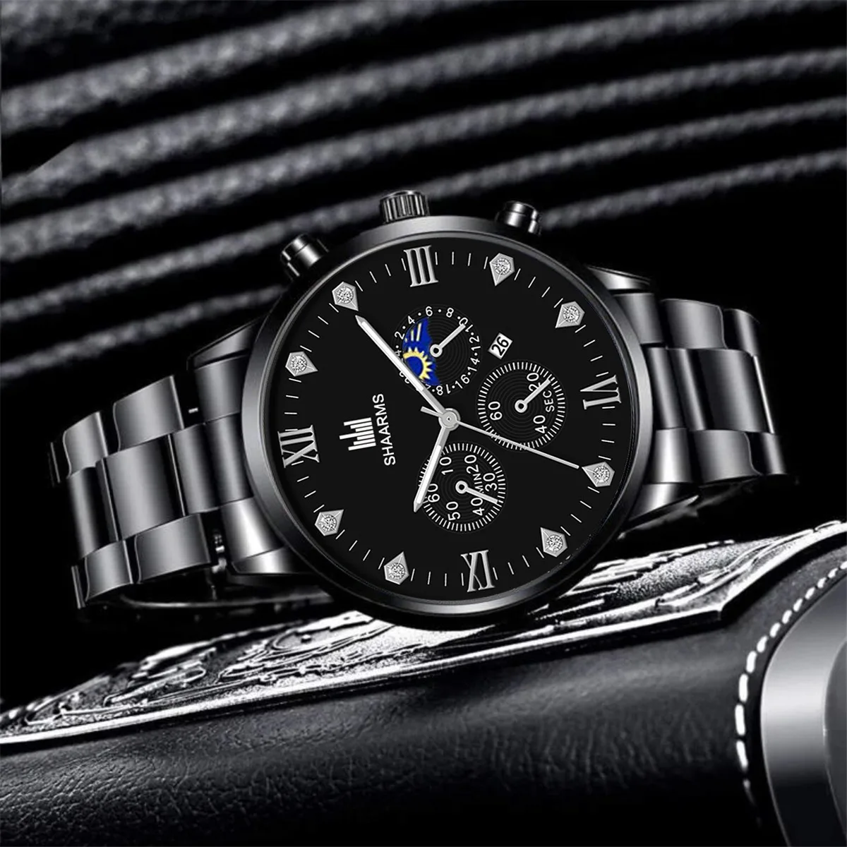 Men Jewelry Hot Selling Item Gift Set For Watch Steel Band Wristwatch Men Simple Casual Ship Rudder Bracelet+Quartz Watches