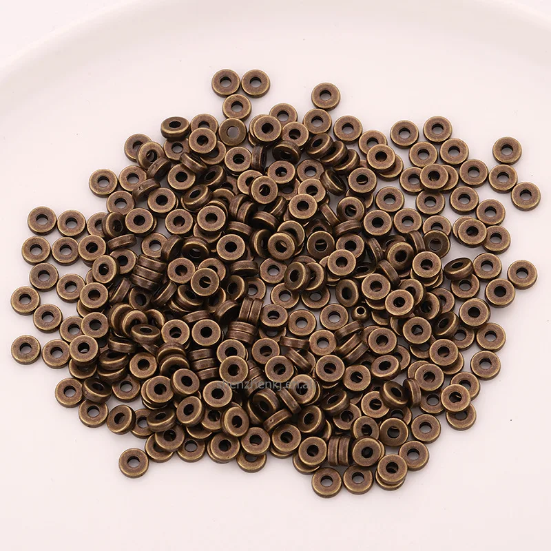 Beads plated KC Gold Sliver Round Ring Spacer Beads for Jewelry Making DIY Bracelet Necklace Accessories