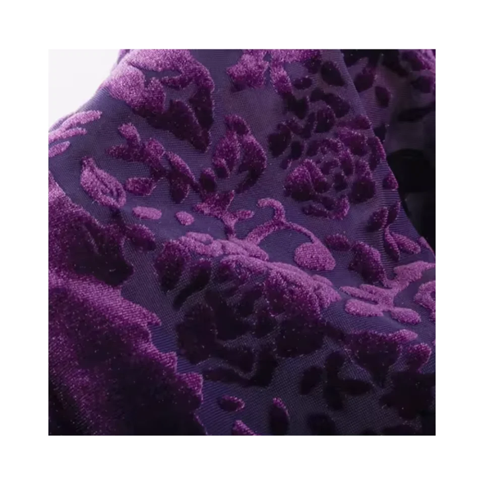 2 way stretch knitted soft burnout fabric stripe velvet silk burnout fabric for dance dress clothes