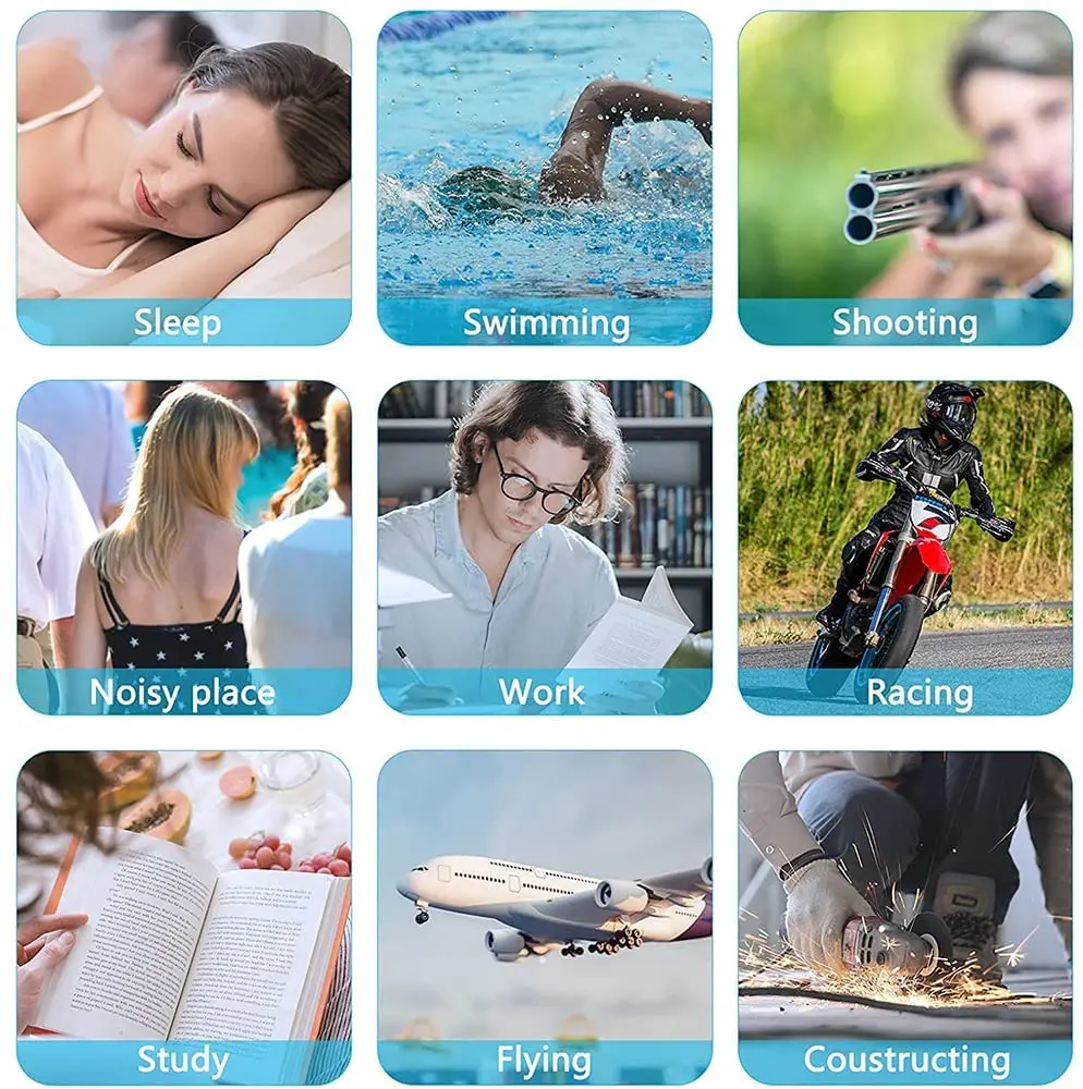 4 Pairs Custom Brand Ear Plugs for Sleep Soft Silicone Reusable, Earplugs for Sleeping Noise Cancelling