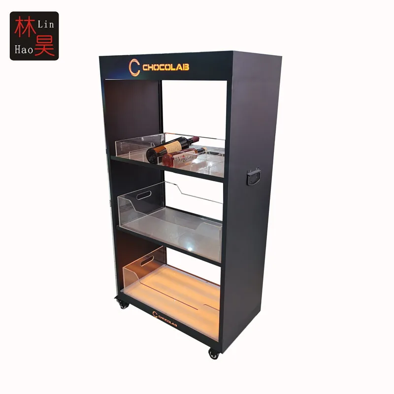 Mobile Night Club LED Glowing Tall Metal Wine Ice Bucket Cabinet Showcase Wholesale