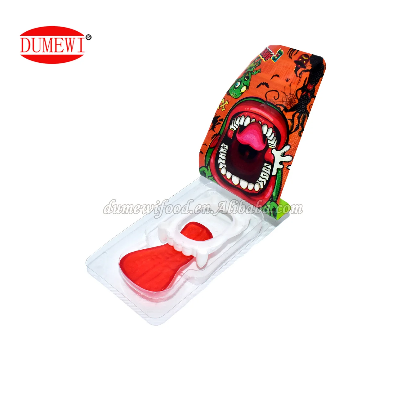 High quality fun Halloween Tongue Soft candy Fruity flavored tongue candy with teeth toys