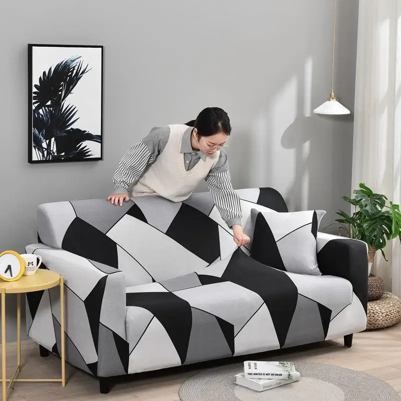 New design L shape 1.2.3 .4 SEAT printed Durable Thick slipcover stretch elastic sofa set cover