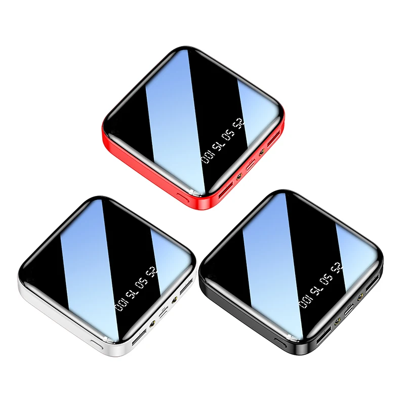 2022 Ready to Ship Mini Portable Mirror Powerbanks 10000mah Power Banks Mobile Charger 20000mah Bank With LED