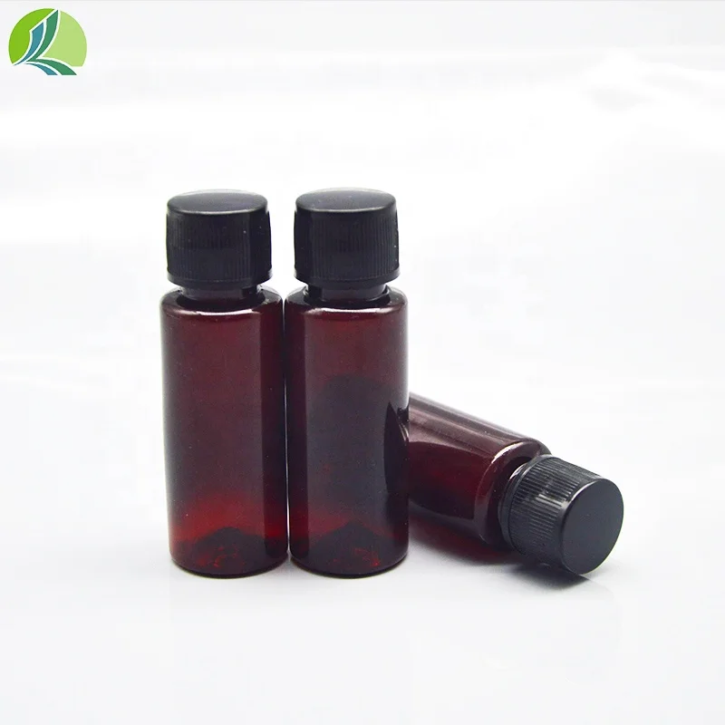 High-quality plastic oral liquid bottle 10ml 20ml brown PET plastic liquid syrup bottle dark screw cap empty bottle