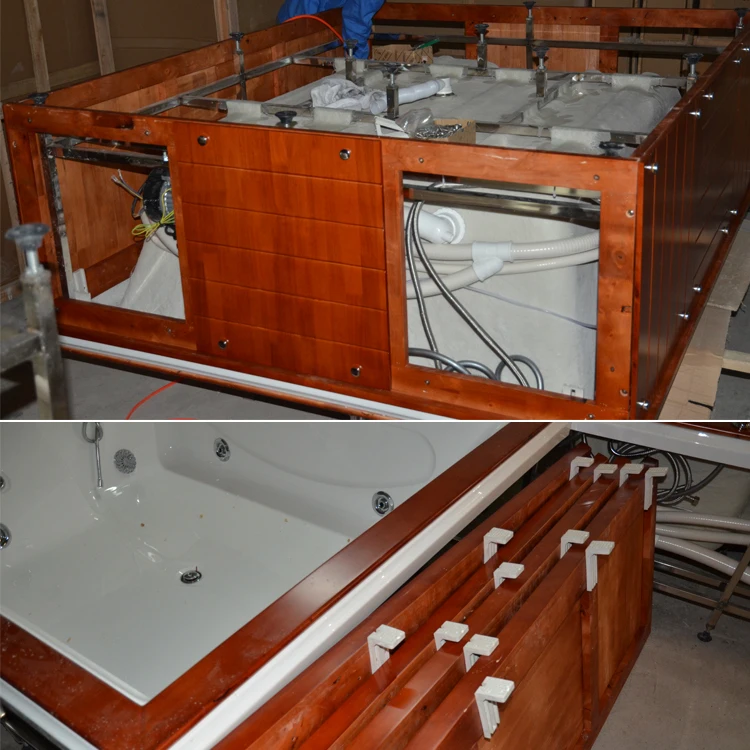 HS-B283 Double whirlpool Tubs/ Wooden Frame Bathtub/ whirlpool 180x150