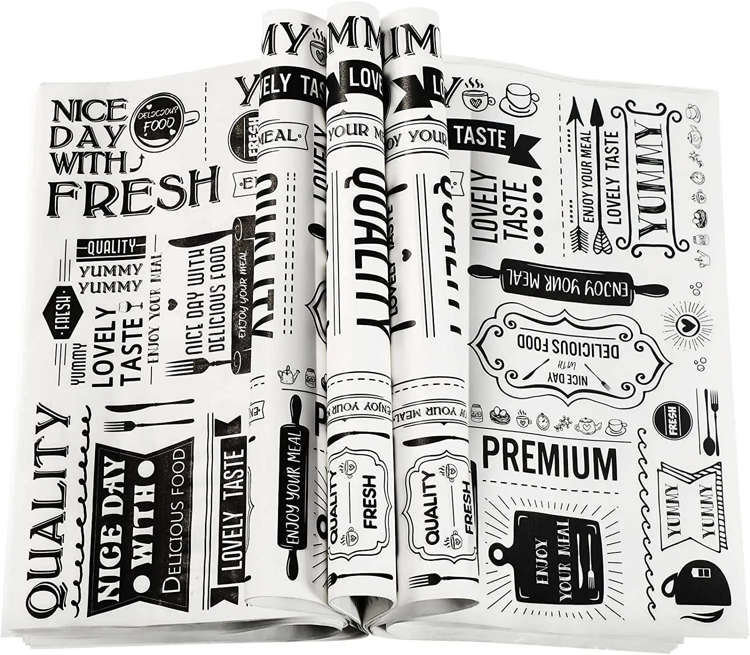 Custom Printed LOGO Oil Proof Food Wrapping Packaging Hamburger Burger Biodegradable White Greaseproof Sandwich Paper