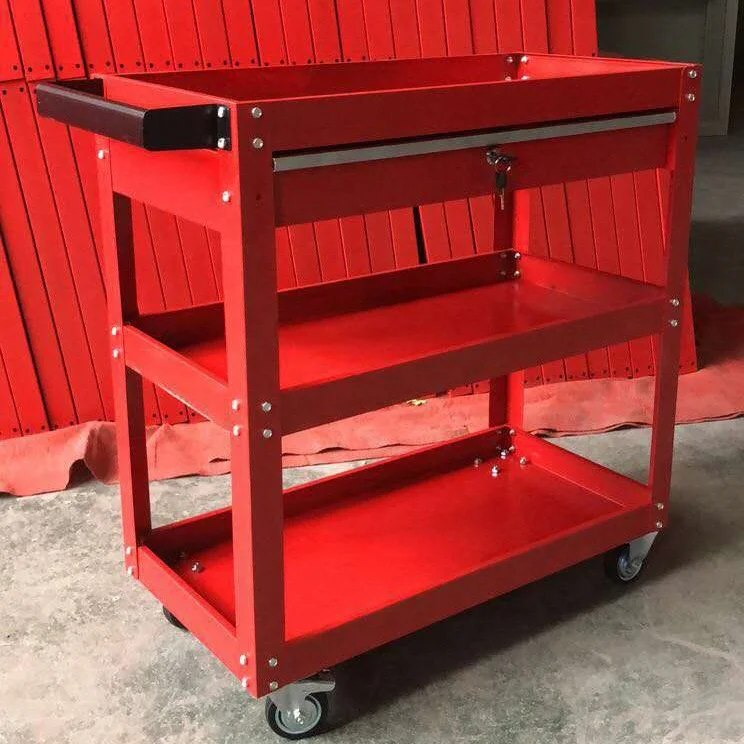 Three-Layer Rolling Auto Repair Tool Cart Hardware Trolley Mobile OEM Supported Workshop Cart with Wheels