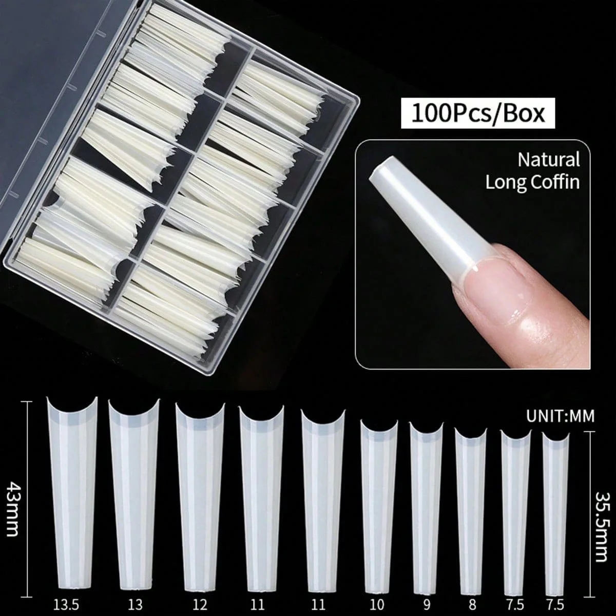 100 шт. акриловые насадки для ногтей